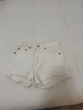 Levi's White Distressed Denim Cutoff Shorts